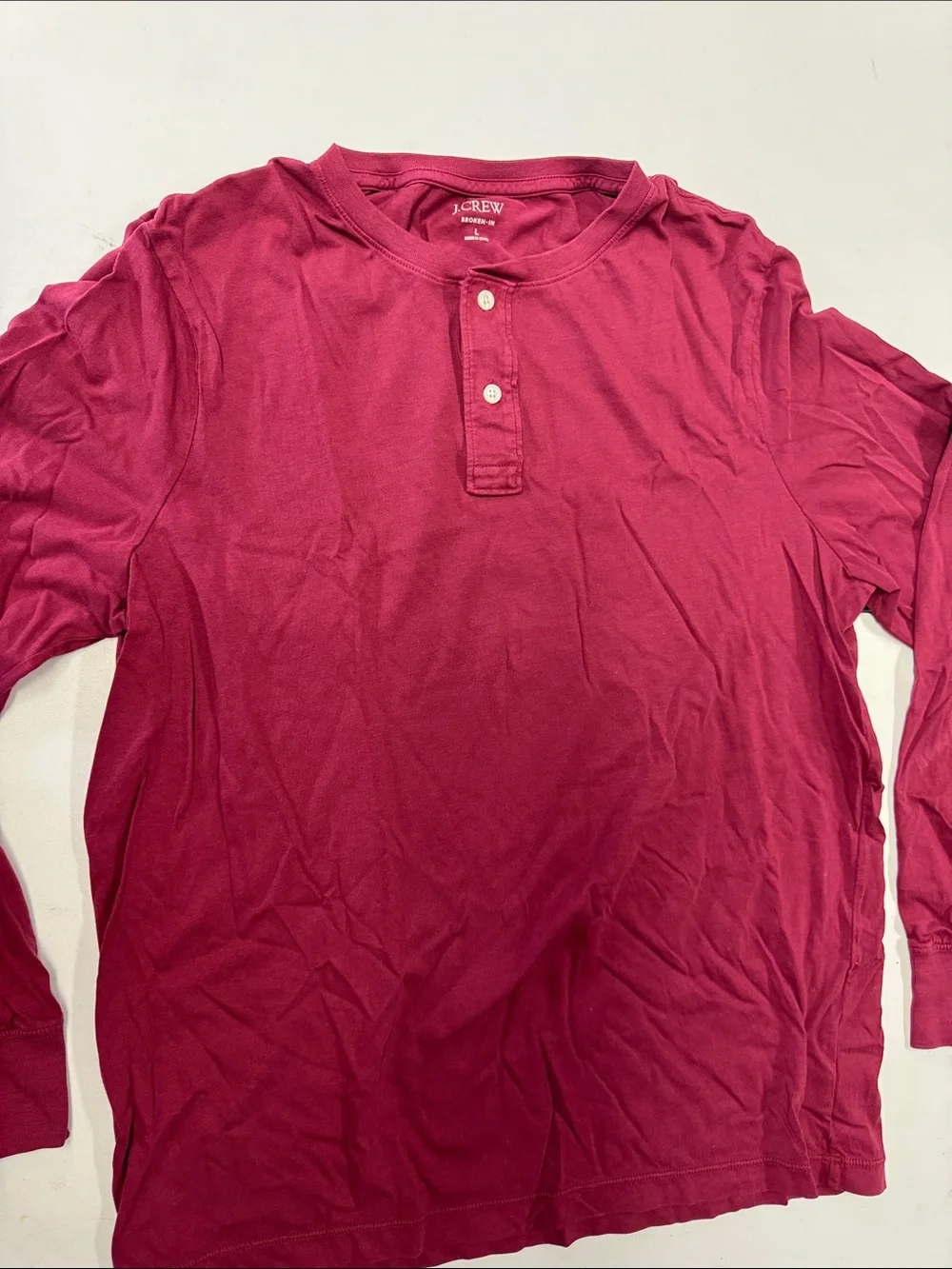 J. Crew Men's Long Sleeve Henley in Burgundy